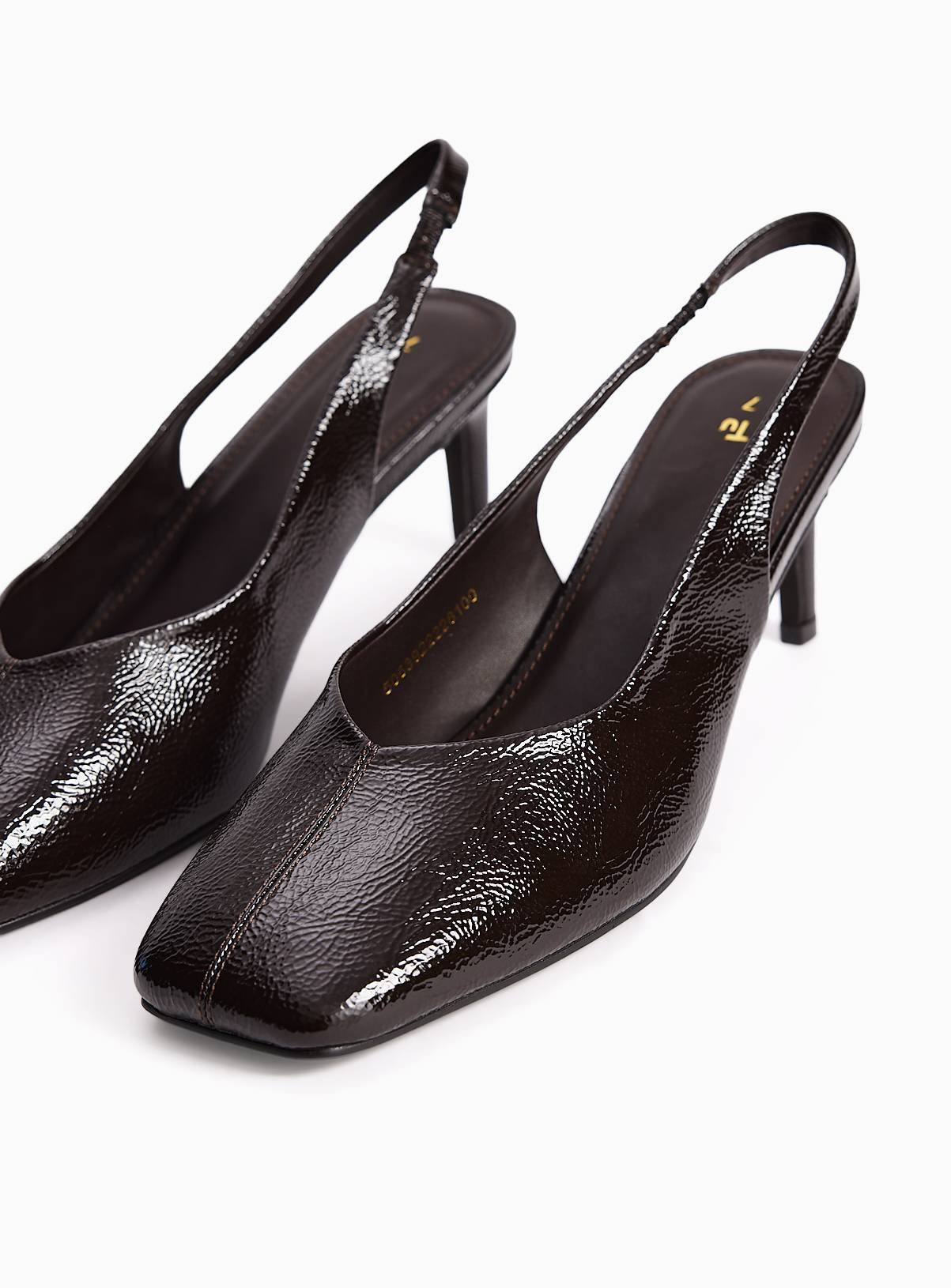 Dark Red Square Toe Slingback Heels 5 - Image 2